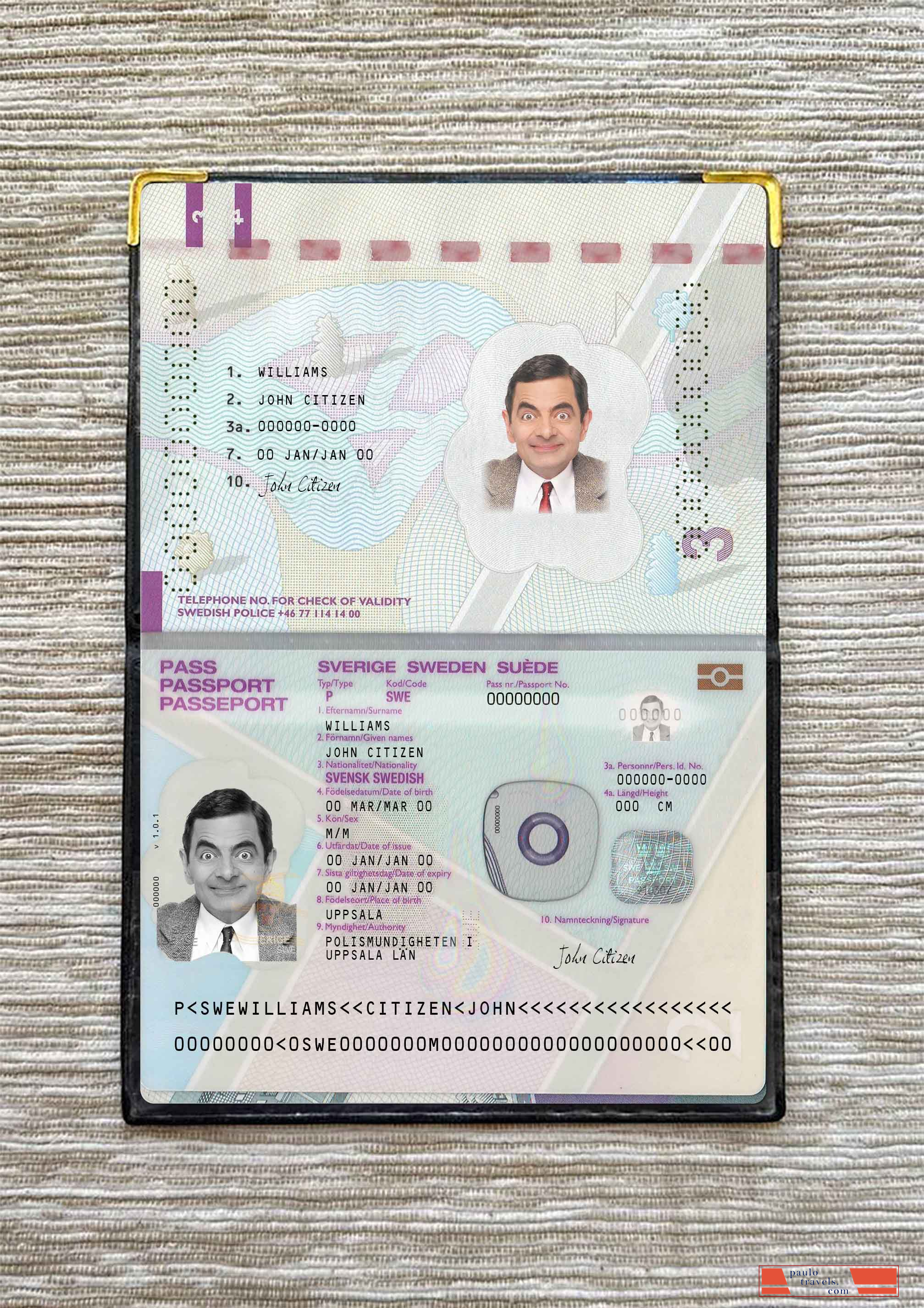 Sweden passport version 2 photo look PSD template